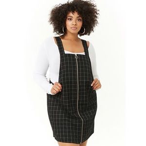 F21 NWT Grid Print Overall Mini Dress